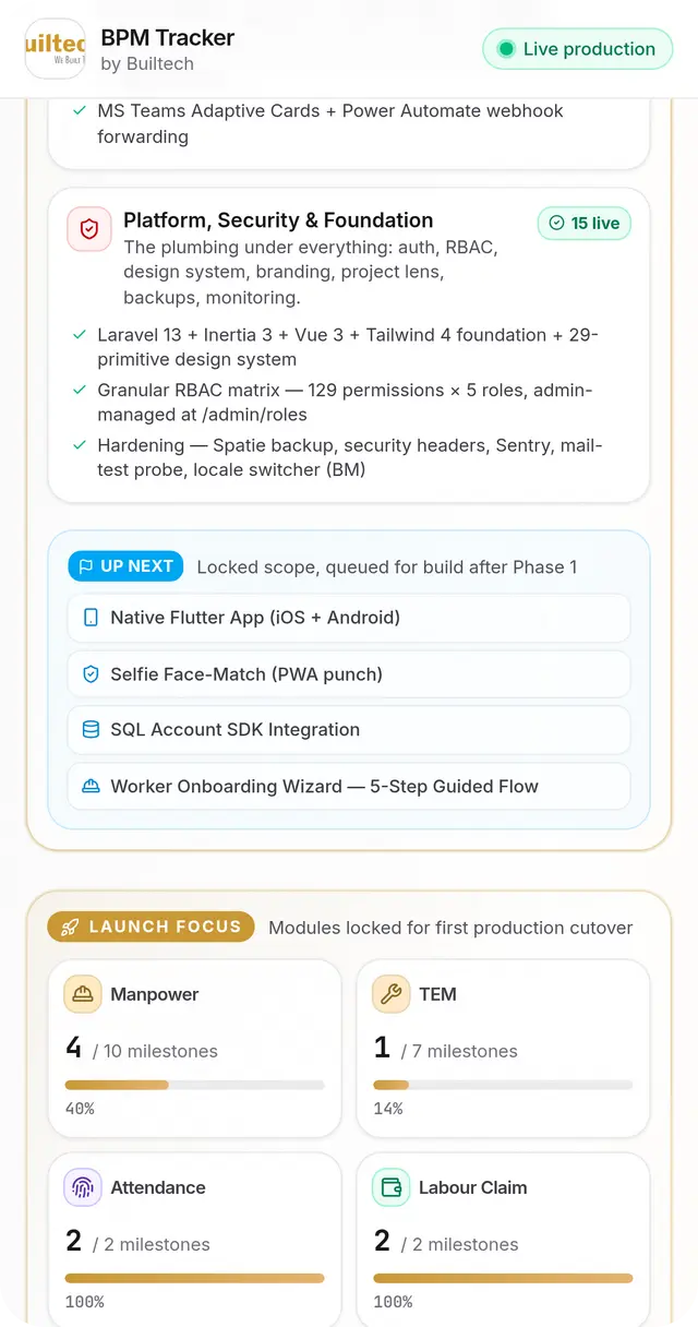 Builtech · BPM Tracker screenshot